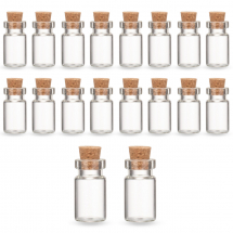 Szklana Butelka na Koraliki, z Korkiem, 13x23mm, Szyjka: 8.5mm, Pojemność: 2.5ml, 20szt (13WB26813)