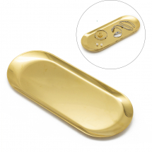 Taca Organizer Dekoracyjna do Biżuterii i Kosmetyki, Stal Nierdzewna, Złoty, 30x12cm, 1 szt (13WB28138)