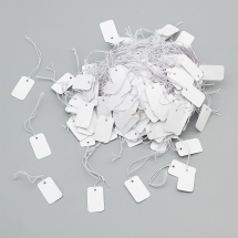 Etykiety Cenowe z Nićmi Bawełnianymi, Kartonowe, Prostokątny, Biały, 25x15mm, 1000szt (13WB17366)