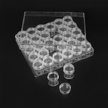 Pojemnik z Słoikami Plastikowy na Koraliki i Dżetów, 160x135x35mm, Słoik 26x29mm, Pojemność 5ml, 30szt/set (13WB11817)