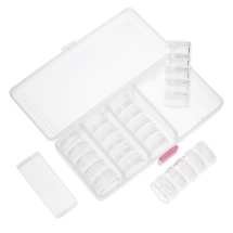 Pojemnik z Słoiczkami 5ml na Koraliki, Plastik, Bezbarwne, 19x8.5x3.5cm, 25szt/zestaw (13WB11820)