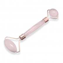 Masażer Narzędzie do Masażu z Naturalnego Różowego Kwarcu i Mosiądzu, Różowe Złoto, 14-15cm, 1szt (13WB24467)