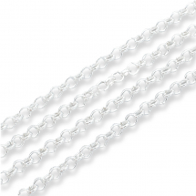Łańcuch Rolo, Żelazny, Kolor: Srebrny, Okrągły, Niespawany, 3x3x1mm, 5m (13WB14879)