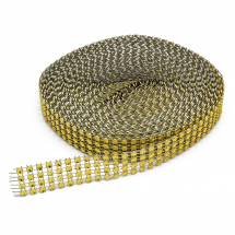 Dekoracyjna Taśma z Dzetamy Kryształ i Plastik, Złoto, 20x1mm, około 9m (13WB20954)