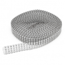 Dekoracyjna Taśma z Dzetamy Kryształ i Plastik, Srebrny, 20x1mm, około 9m (13WB20956)