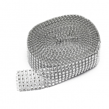 Dekoracyjna Taśma z Dzetamy Kryształ i Plastik, Srebrny, 30x1mm, około 9m (13WB20958)