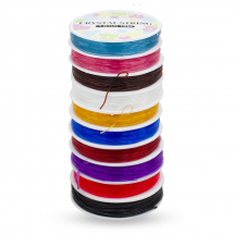 Nić Silikonowa Elastyczna, do Bransoletek, Mieszane Kolory, 1mm, 10 szpulek/zestaw, 5m/szpula (13WB18172)