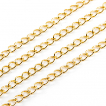 Łańcuszek Skręcany, do Rękodzieła i Biżuterii, Żelazny, Niespawany, Złoty, 6x4x0.7mm, 5m (13WB12287)