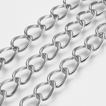 Łańcuszek Skręcany, Żelazny, Niespawany, Kolor: Platynowy, 6x4x0.7mm, 5m (13WB12288)