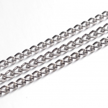 Łańcuszek Skręcany, Żelazny, Niespawany, Kolor: Platynowy, 5x3x0.8mm, 5m (13WB12296)