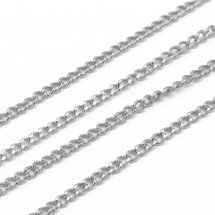 Łańcuszek Skręcany, Mosiądz, Niespawany, Kolor: Platynowy, 2x1.5x1mm, 5m (13WB12375)