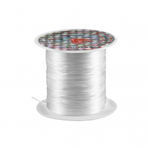 Nić Elastyczna, Płaska, do Bransoletek, Biały, 0.8mm, 10m / szpula (5WB7496)