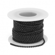 Taśma Łańcuszek Ozdobny z Cyrkoniami, Trwała Powłoka, SS6.5, Czarny, 2mm, około 9m/szpula (13WB22986)