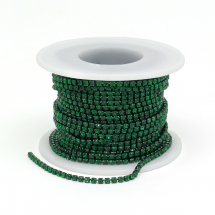 Taśma Łańcuszek Ozdobny z Cyrkoniami, Trwała Powłoka, Szmaragdowy, SS6.5, 2mm, około 9m/szpula (13WB22988)