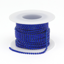 Taśma Łańcuszek Ozdobny z Cyrkoniami, Trwała Powłoka, SS6.5, Szafir, 2mm, około 9m/szpula (13WB22989)