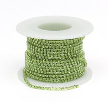 Taśma Łańcuszek Ozdobny z Cyrkoniami, Trwała Powłoka, SS6.5, Perydot, 2mm, około 9m/szpula (13WB22992)
