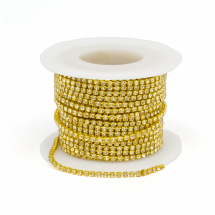 Taśma Łańcuszek Ozdobny z Cyrkoniami, Trwała Powłoka, SS6.5, Cytryn, 2mm, około 9m/szpula (13WB22994)