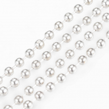 Łańcuszek Kulkowy Perlina, Żelazo, Lutowany, Kolor: Srebrny, 2.4mm, 5m (13WB17540)