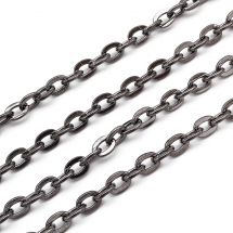 Łańcuch Kotwiczny, Żelazny, Niespawany, do Tworzenia Biżuterii, Kolor: Stal Pistoletowa, 3x2x0.6mm, 5m (13WB17725)