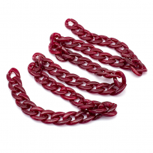 Ланцюг Акриловий, Незварний, Колір: Червоний, Ланка: 29x21x6мм, 1м/нитка, (13WB23693)