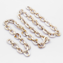 Ланцюг Акриловий Ручної Роботи, Овал, Імітація Мармуру, Квітково-білий, Пластик CCB, Ланка: 23.5x17.5x4.5мм і 18.5x11.5x4.5мм, 1м/нитка (13WB23695)