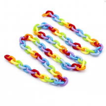 Ланцюг Акриловий ручної роботи, Плетіння Якірне, Овал, Колір: Різнобарвний, Ланка: 19x14x4мм, 1м / нитка, (13WB23715)