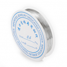 Мідний Дріт для Рукоділля, Срібло, 0.6мм, близько 3.5м/котушка, (14WB5522)