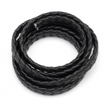 Sznurek ze Sztucznej Skóry, Pleciony, Kolor: Czarny, Rozmiar: 9x4mm, 1m (14WB5973)