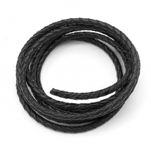 Sznurek Wołowa Skóra Naturalna, Pleciony, Okrągły, Czarny, 3mm, 1m (13WB27197)