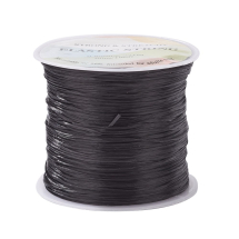 Nić Elastyczna Płaska do Nawlekania Koralików, Tworzenia Bransoletek, Czarna, 0.8mm, około 60m/szpula (13WB27689)