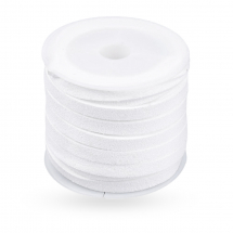 Rzemyk, Rzemień Zamsz Imitacja Skóry 5x1.5mm Kolor: Biały. 5m/szpula (13WB28098)