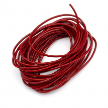 Sznurek Naturalna Skóra Wołowa, do Tworzenia Biżuterii, Okrągły, Czerwony, Rozmiar: Średnica 2mm, 5m (13WB18548)