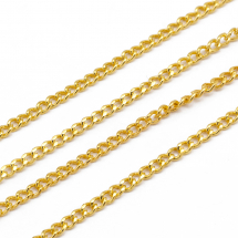 Łańcuszek Skręcany, Mosiądz, Szlif Diamentowy, Lutowana, Owal, Kolor: Matowe Złoto, 1.5x1x0.35mm, 5m (13WB12260)