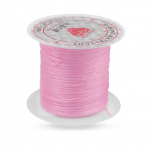 Nić Płaska Elastyczna, Nieprzezroczysta, Różowy, 1mm/10m, Grubość 1mm, ok. 10m/szpula, (14WB9729)