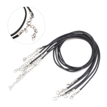 Baza do Naszyjnika, Sznur Bawełniany Woskowany, Czarny, 43x0.2cm, 5szt (14WB9875)