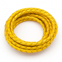 Sznurek Wołowa Skóra Naturalna, Pleciony, Okrągły, Złoty, 3mm, 1m (13WB15821)
