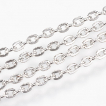 Łańcuch Kotwiczny, Żelazny, Niespawany, do Tworzenia Biżuterii, Kolor: Platyna, 3x2x0.6mm, 5m (5WB6013)