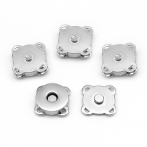Zapięcie Magnetyczne do Torebki lub Portfela, Żelazo, Platynowy, 19x19x7mm, Otwór 1.5x2mm, 4 szt (13WB21480)