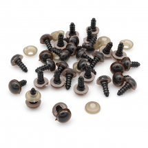 Oczka Bezpieczne z Gwintom i Zaciska, do Zabawek, Plastik, Brązowy, 8mm, 40szt (13WB17608)