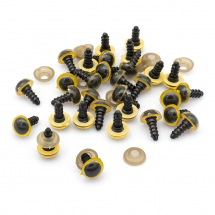 Oczka Bezpieczne z Gwintom i Zaciska, do Zabawek, Plastik, Kolor: Złoty, 12mm, 50par (13WB23545)