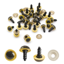 Oczy Bezpieczne z Gwintom i Zaciska Plastik, do Zabawek, Złote, 14mm, 20par (13WB23546)