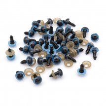 Oczy Bezpieczne z Gwintom i Zaciska, do Zabawek, Plastik, Niebieski, 12mm, 50par (13WB23548)