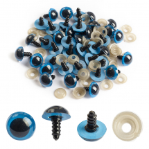 Oczy Bezpieczne z Gwintom i Zaciska, do Zabawek, Plastik, Niebieski, 16mm, 20par (13WB23549)