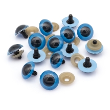 Oczy Bezpieczne z Gwintom i Zaciska, do Zabawek, Plastik, Niebieski, 20mm, 10par (13WB23552)