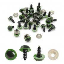 Oczy Bezpieczne z Gwintom i Zaciska Plastik, do Zabawek, Zielony, 14mm, 20par (13WB23556)