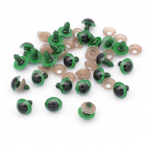 Oczy Bezpieczne z Gwintom i Zaciska, do Zabawek, Plastik, Zielony, 16mm, 20par (13WB23559)