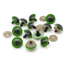 Oczy Bezpieczne z Gwintom i Zaciska, do Zabawek, Plastik, Zielony, 18mm, 10par (13WB23561)