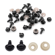 Oczy Bezpieczne z Gwintom i Zaciska, Plastik, do Zabawek, Czarny, 12mm, 50par (13WB23564)