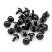 Oczka Bezpieczne z Gwintom, do Lalek i Zabawek, Okrągłe, Plastik, Czarny, 14mm, 20par (13WB23574)