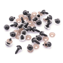 Oczka Bezpieczne do Zabawek z Gwintom i Zaciska, Plastik, Kolor: Przezroczysty, 12mm, 25par (13WB23575)